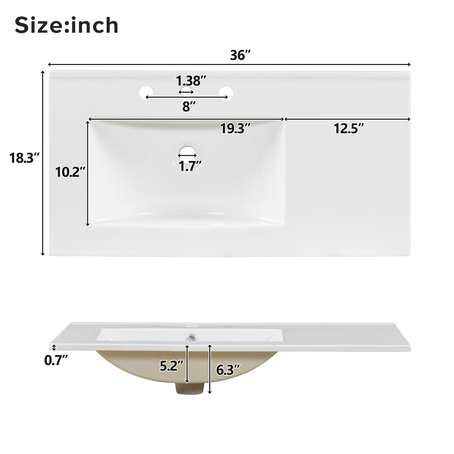 36" Freestanding Bathroom Vanity – Light Wood