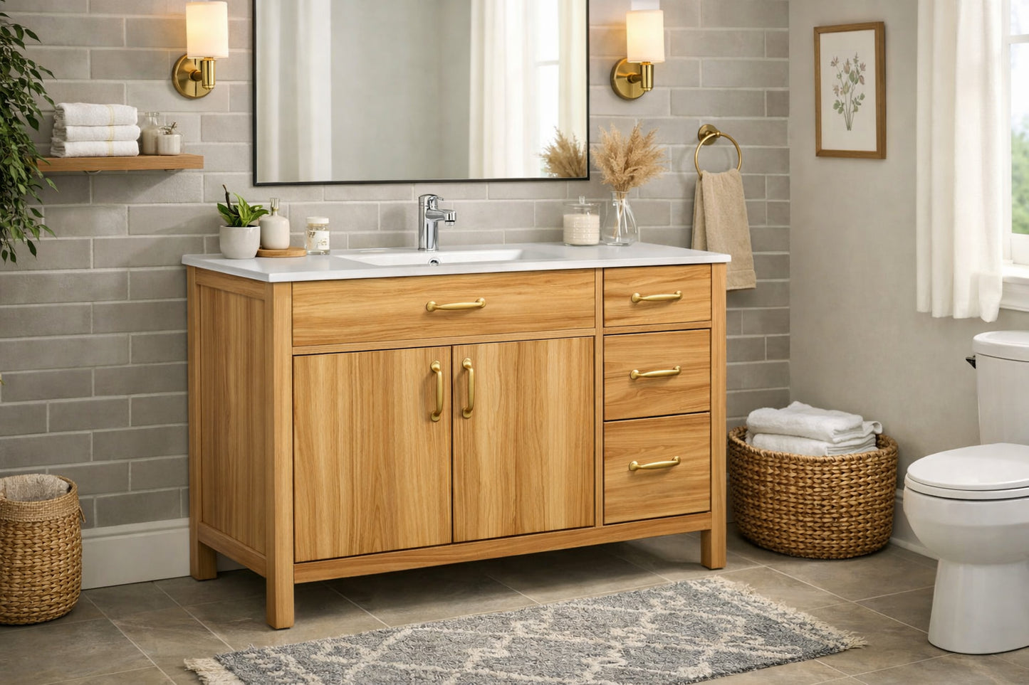 36" Freestanding Bathroom Vanity – Light Wood
