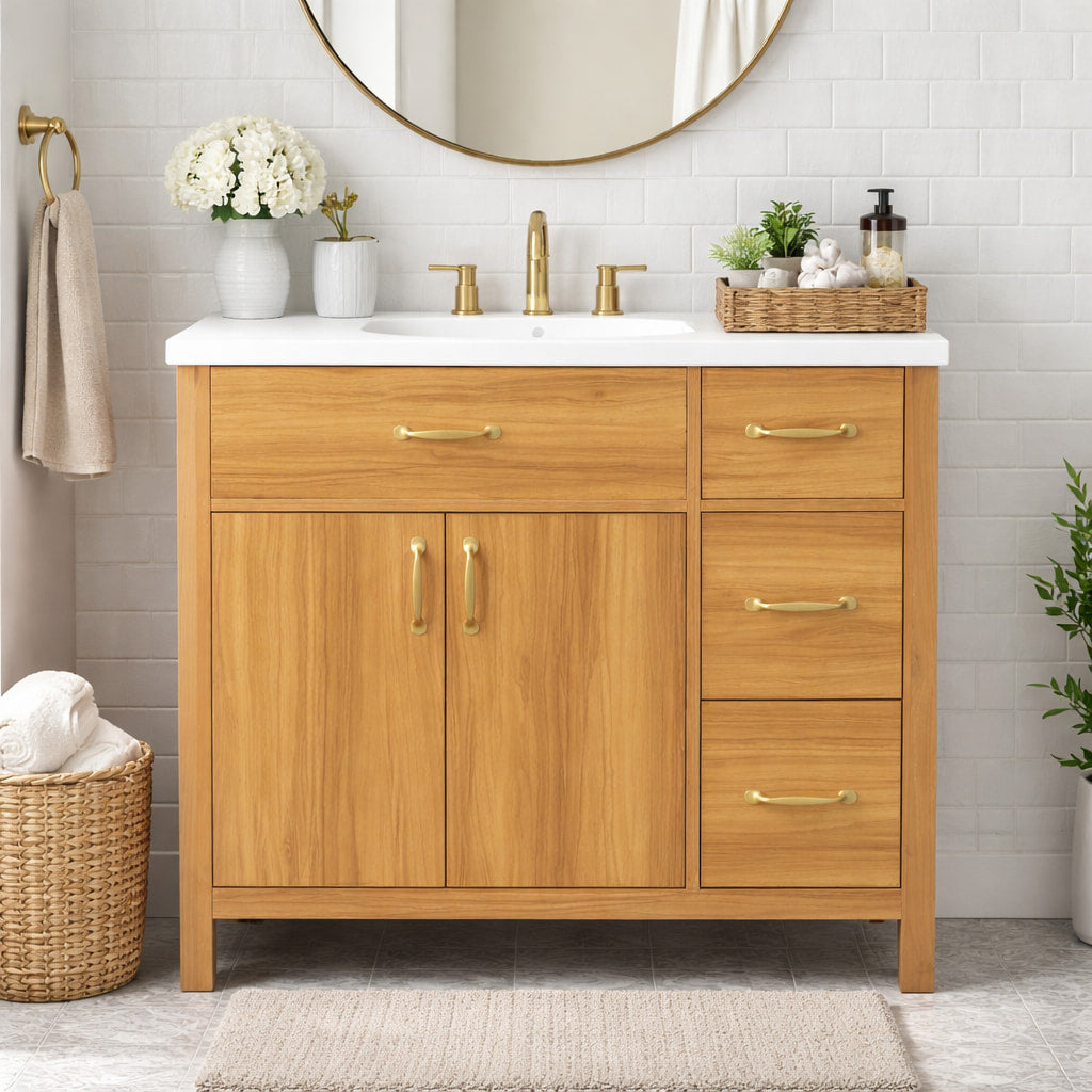 36" Freestanding Bathroom Vanity – Light Wood
