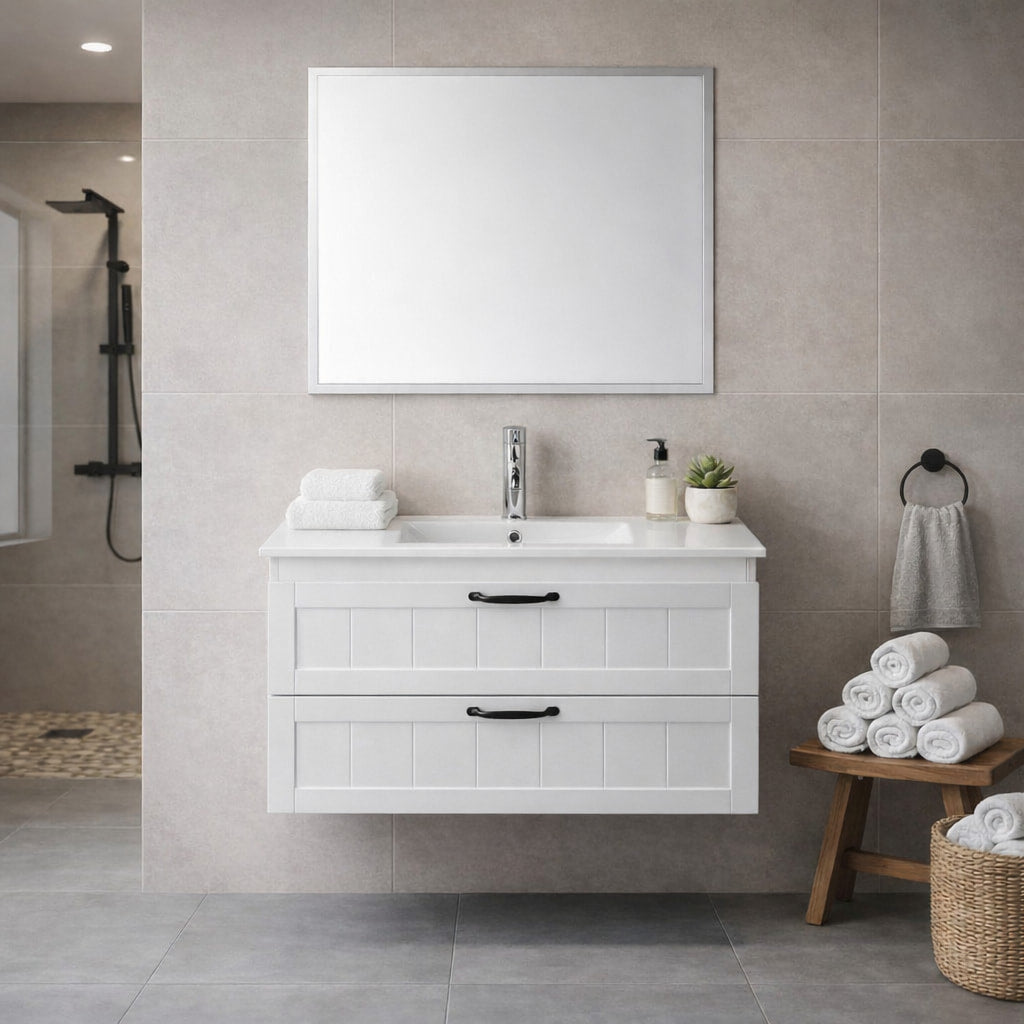 32" Wall-Mounted Bathroom Vanity – White