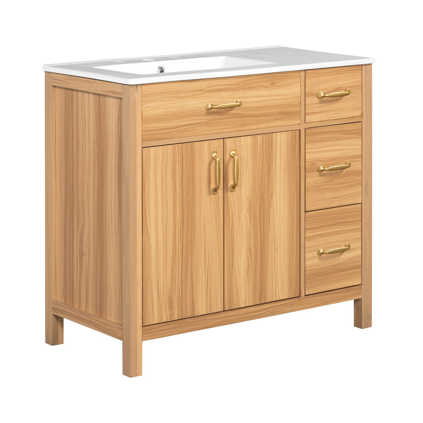36" Freestanding Bathroom Vanity – Light Wood