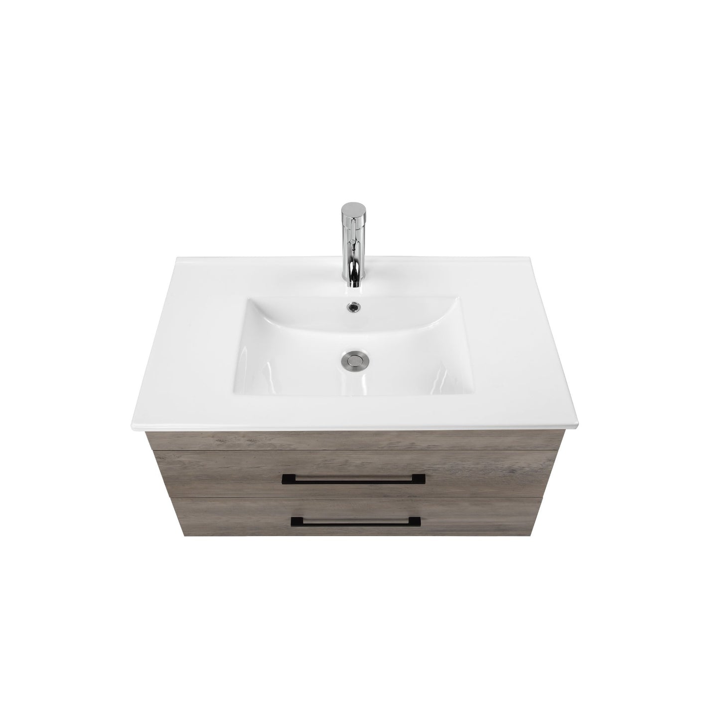 32" Wall-Mounted Bathroom Vanity – Gray Wood Grain