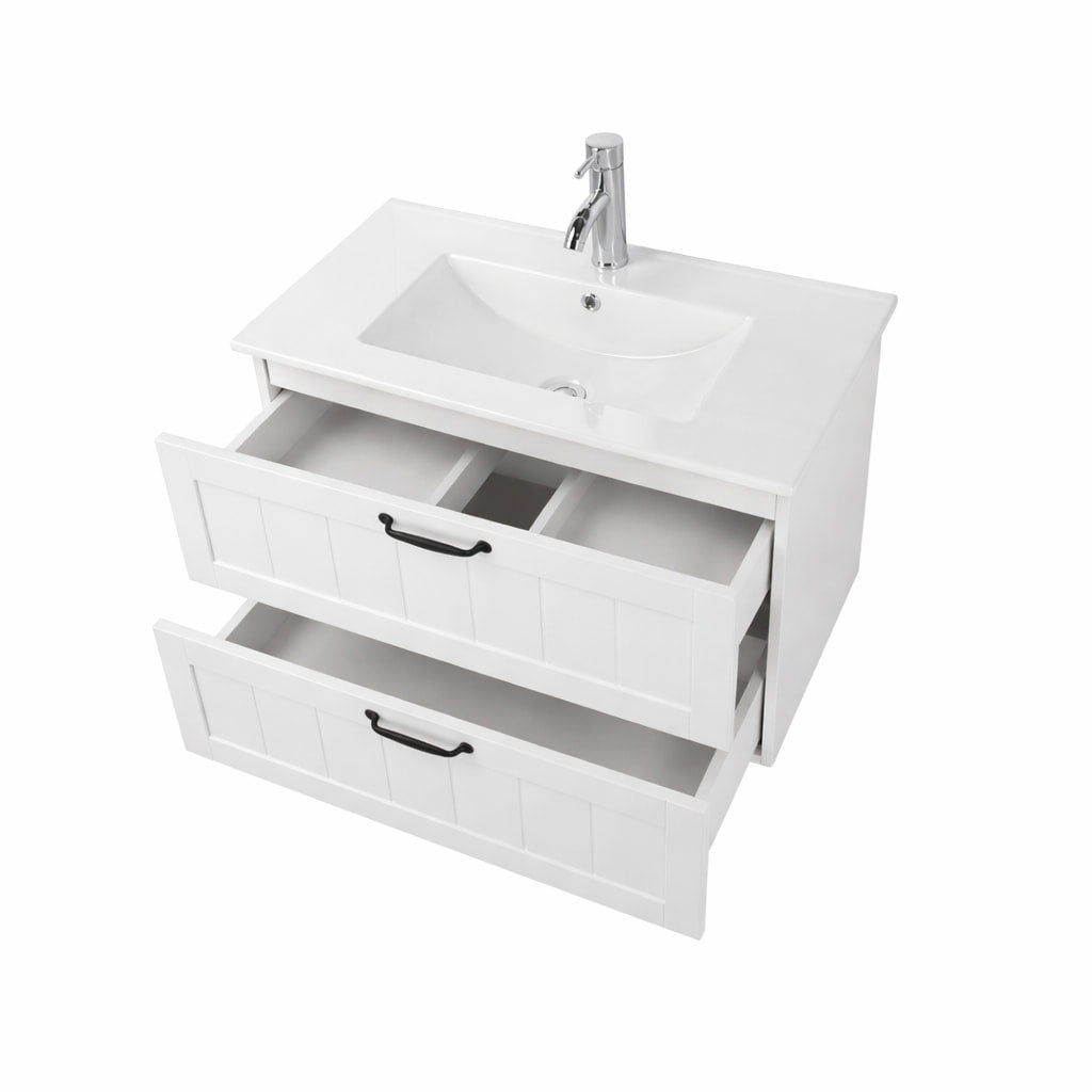 32" Wall-Mounted Bathroom Vanity – White
