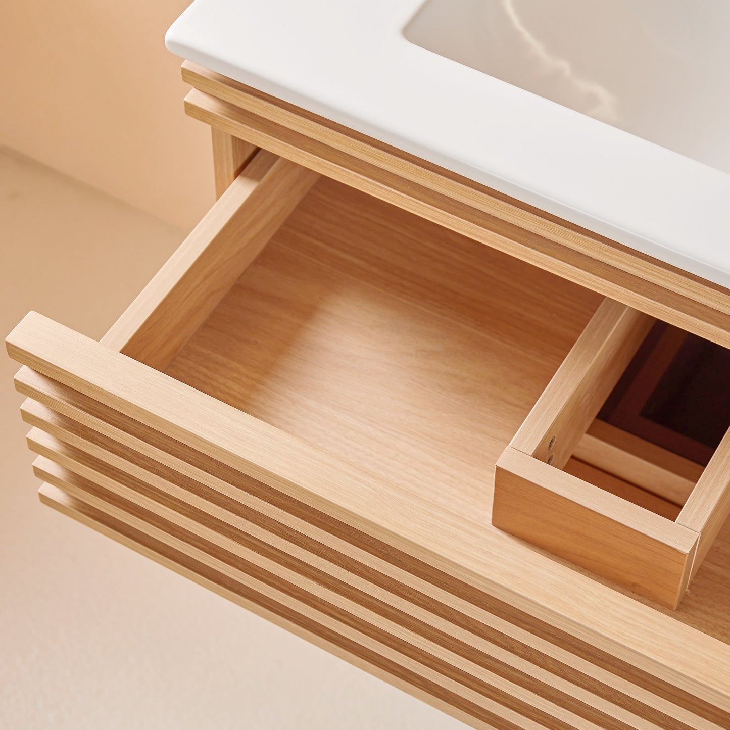 30" Wall-Mounted Bathroom Vanity – Silk Mist Oak