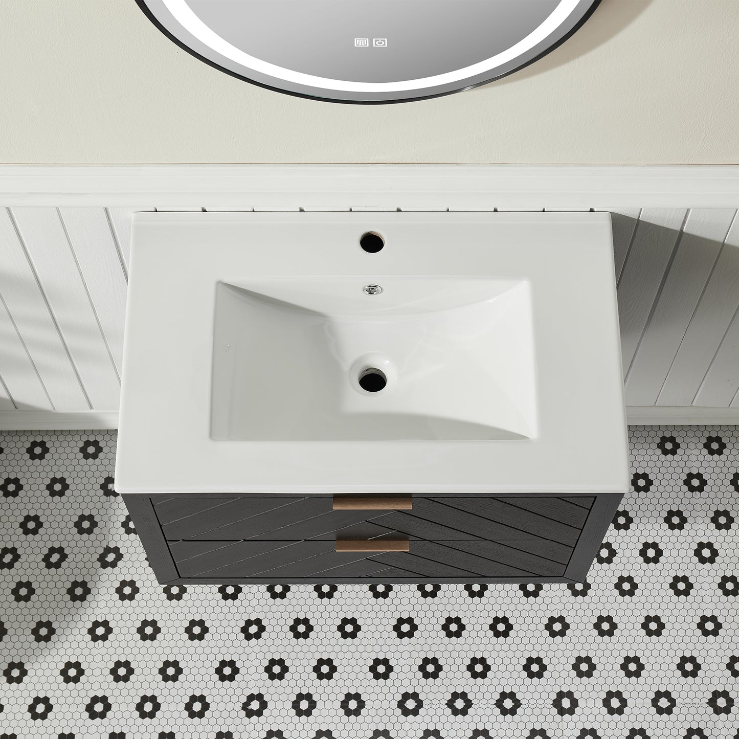 30" Wall-Mounted Bathroom Vanity – Black Textured Finish