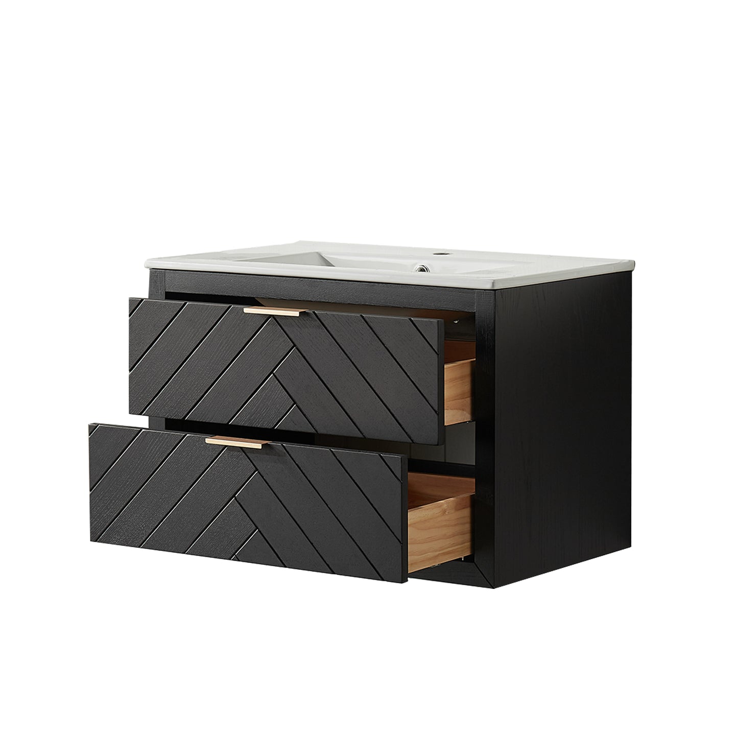 30" Wall-Mounted Bathroom Vanity – Black Textured Finish