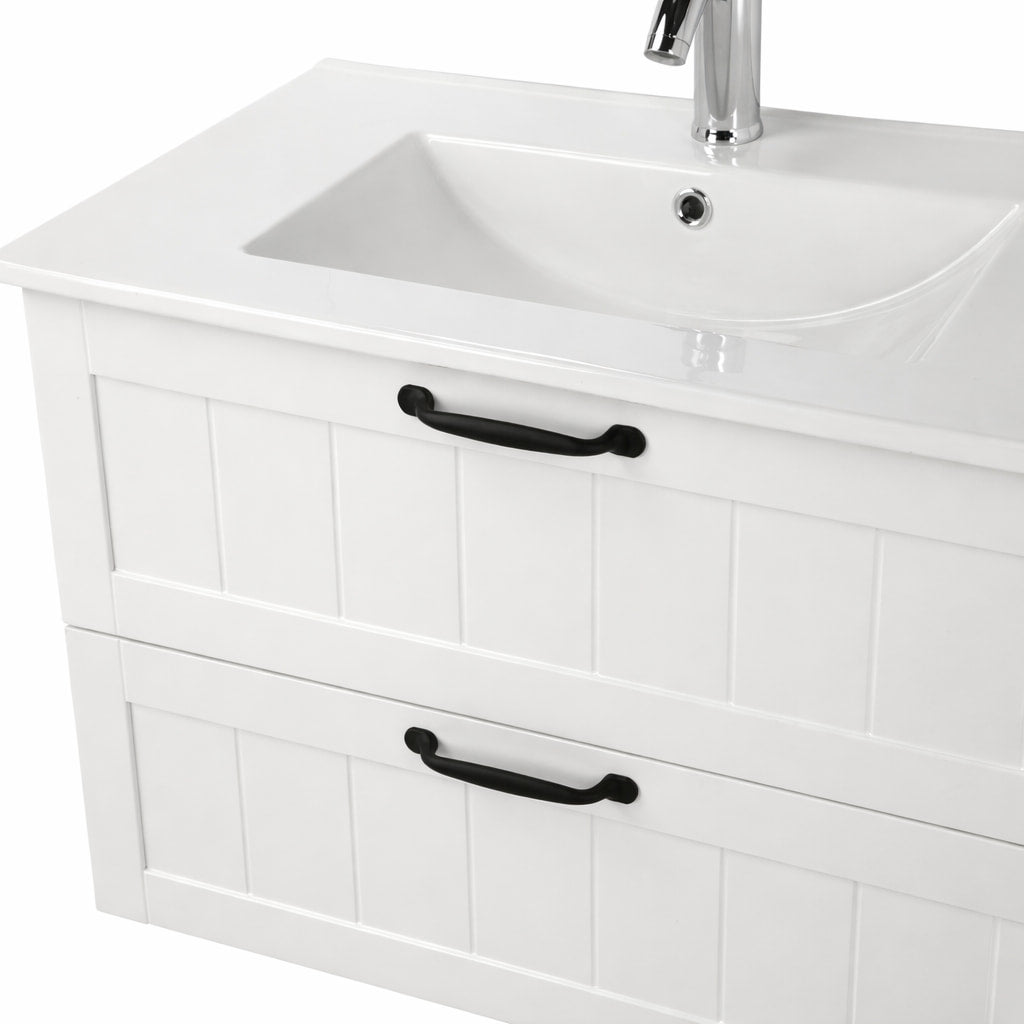 32" Wall-Mounted Bathroom Vanity – White