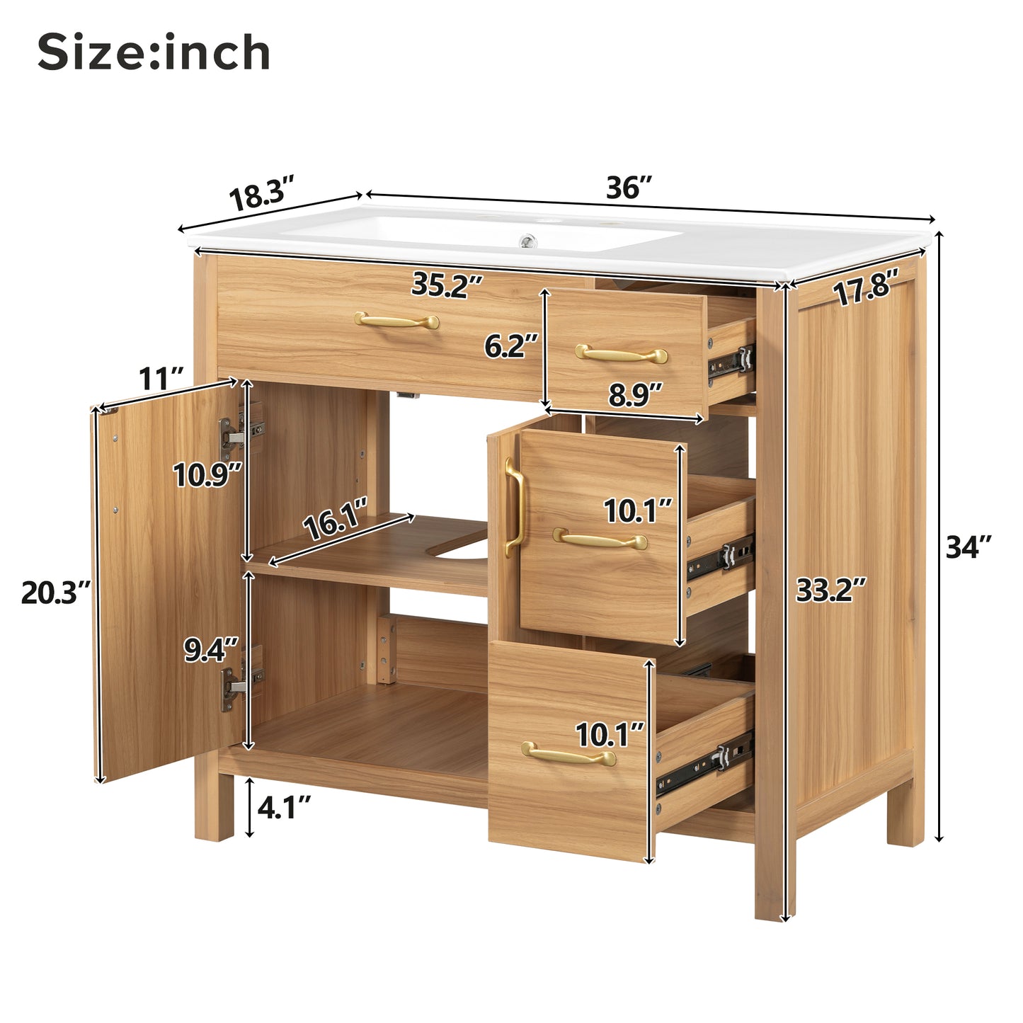 36 inch bathroom vanity dimensions diagram