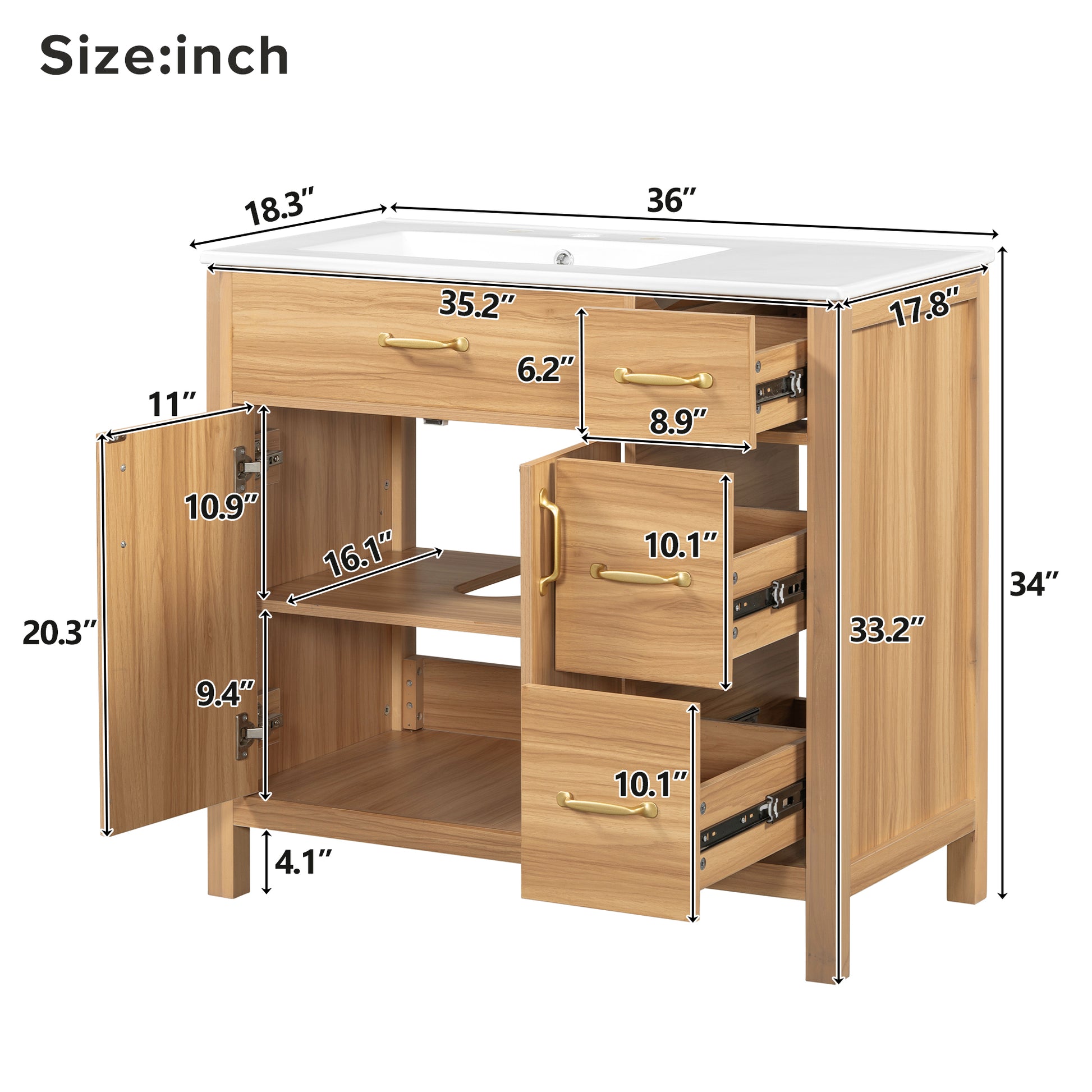 36 inch bathroom vanity dimensions diagram