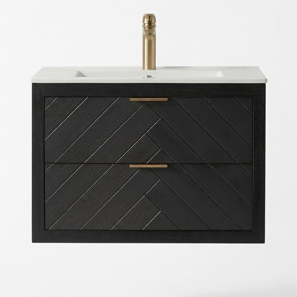 30" Wall-Mounted Bathroom Vanity – Black Textured Finish