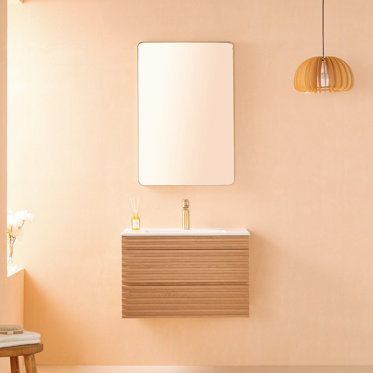 30" Wall-Mounted Bathroom Vanity – Silk Mist Oak