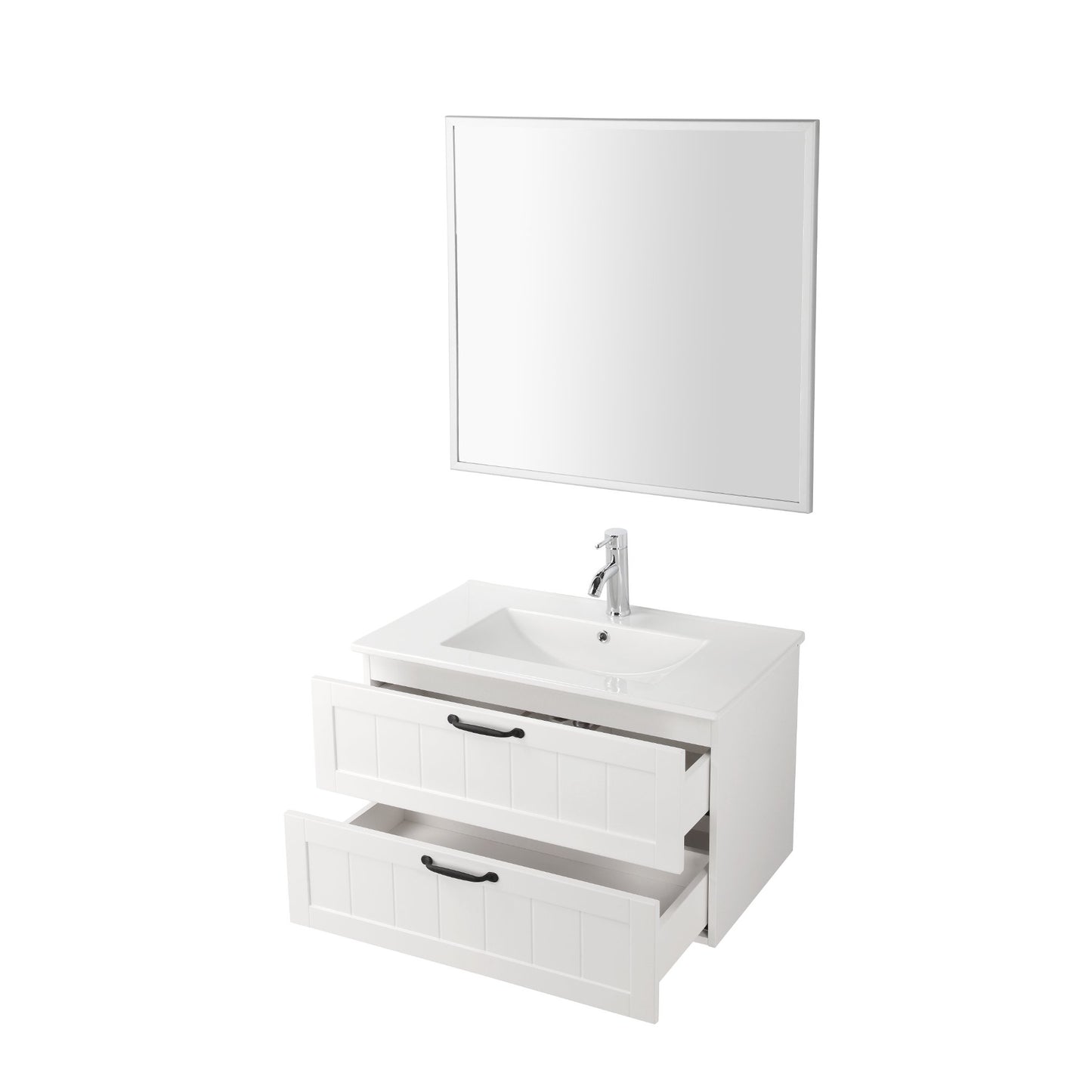32" Wall-Mounted Bathroom Vanity – White